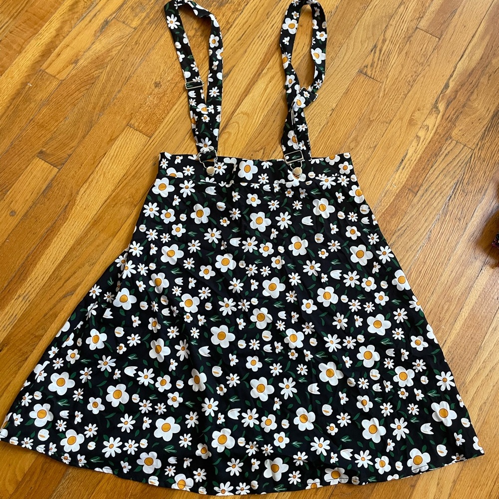Floral A shape Suspender Skirt